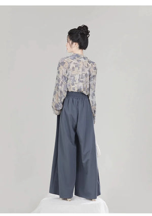 Qianmo Summer Hanfu Set – Song-Style Strap Top, Wide-Sleeve Shirt & Relaxed Pants for Women - Yandan_Hanfu