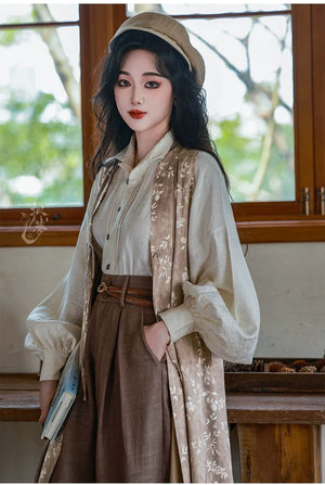 “Seventy-Two Haze” – New Chinese Blouse & High-Waisted Trousers | South-of-France Holiday Edition - Yandan_Hanfu