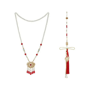 Cloud Hidden Moon Embroidery-Gilt Ming-Dynasty Flower Crew Neck Robe Wedding Clothing Hanfu Women's Spring - Yandan_Hanfu