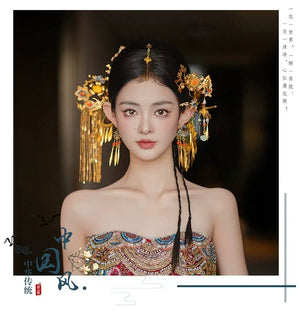 Bridal headgear New Chinese antique gorgeous butterfly flying tassel hairpin accessories - Yandan_Hanfu