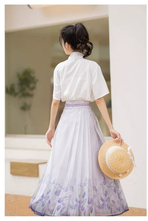Purple Hanfu Han Element Cotton Short Shirt Horse Face Hanfu Female - Yandan_Hanfu