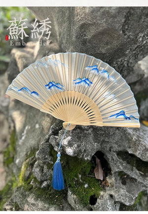 Suzhou double-sided embroidery fan antique embroidery folding fan antique fan cheongsam - Yandan_Hanfu