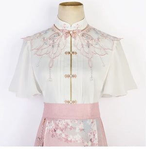 Modern Hanfu Summer Set – New Chinese Style Blouse with Horse-Face Skirt - Yandan_Hanfu