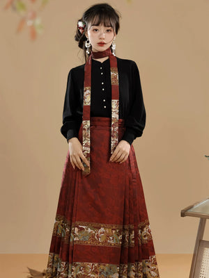 Ming Dynasty Hanfu women's horse skirt sweater autumn and winter suit - Yandan_Hanfu