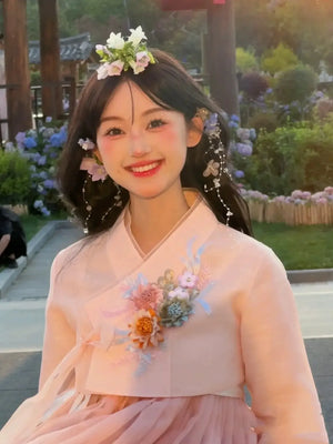 Pink Yanji Korean Daily Dress - Yandan_Hanfu