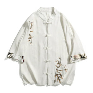Tang suit men's Chinese style linen embroidered shirt - Yandan_Hanfu