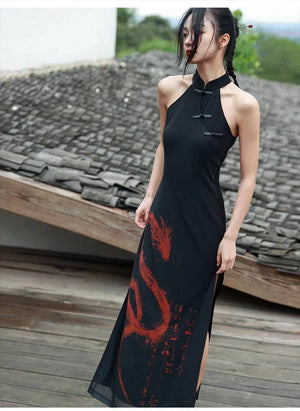 New Chinese Style dress women's summer retro buckle daily commuting sleeveless long cheongsam - Yandan_Hanfu