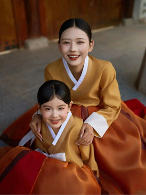 Family Matching Hanbok – Palace Style Brown Korean Ethnic Traditional Outfit - Yandan_Hanfu