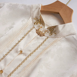 Lantern Banquet Red Hanfu Set – Women's Wedding Outfit with Woven Gold Mamian Skirt, New Chinese Style - Yandan_Hanfu