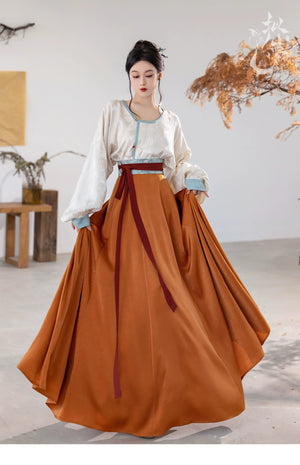 the Tang style is breathable, the silk neck, the round neck shirt, the ten broken skirts, the summer - Yandan_Hanfu