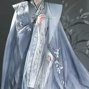 Clivia Ink Cloak – Unisex Ming-Style Hanfu Cape with Cross Collar for Ceremonial Elegance - Yandan_Hanfu