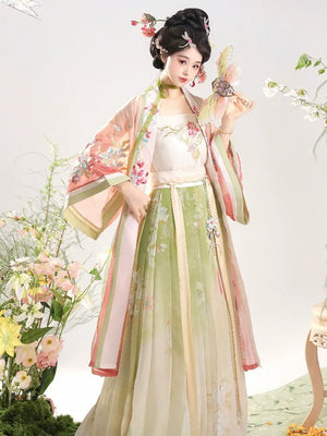 【Petals in the Breeze】Song-Style Hanfu Set with Short-Sleeve Beizi – Everyday Spring Elegance - Yandan_Hanfu