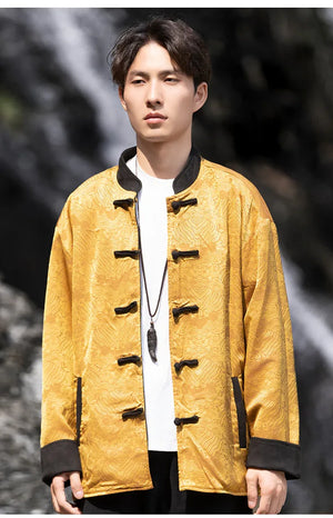 New China style can be worn on both sides, button-down top jacket Tang suit men - Yandan_Hanfu