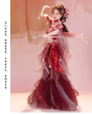 Red Hanfu female Dunhuang embroidery fairy spring and summer dress - Yandan_Hanfu