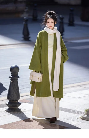 Green coat Zi autumn and winter Song pants daily commuter Hanfu - Yandan_Hanfu