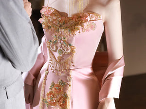 Jade Pool – Original New Chinese Style Evening Gown for Engagement & Elegant Toast Ceremonies - Yandan_Hanfu