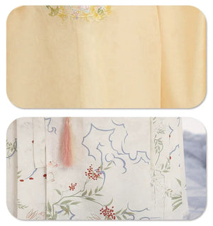 “Moonlit Blossom” Ming-Style Hanfu for Women – Embroidered Round-Collar Top & Mamian Skirt, Autumn/Winter - Yandan_Hanfu