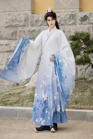 Pine & Crane – Unisex Modern Hanfu Cape | Elegant Ming-Style Cross-Collar Cloak for Spring & Autumn - Yandan_Hanfu