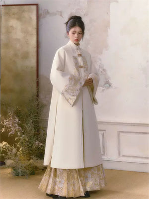 New Chinese style double-sided cashmere collar sweater with square collar, red coat coat, autumn and winter dress - Yandan_Hanfu