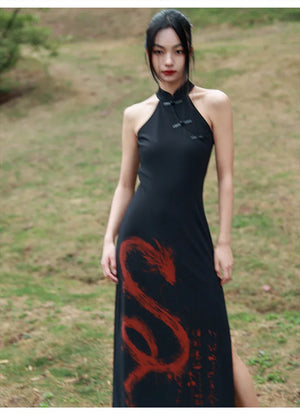 New Chinese Style dress women's summer retro buckle daily commuting sleeveless long cheongsam - Yandan_Hanfu