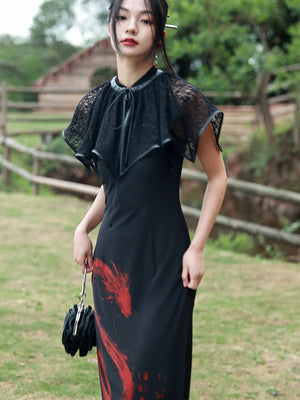 Dark Gothic Shawl Women's Summer Vintage Irregular Lace Short Cloak - Yandan_Hanfu