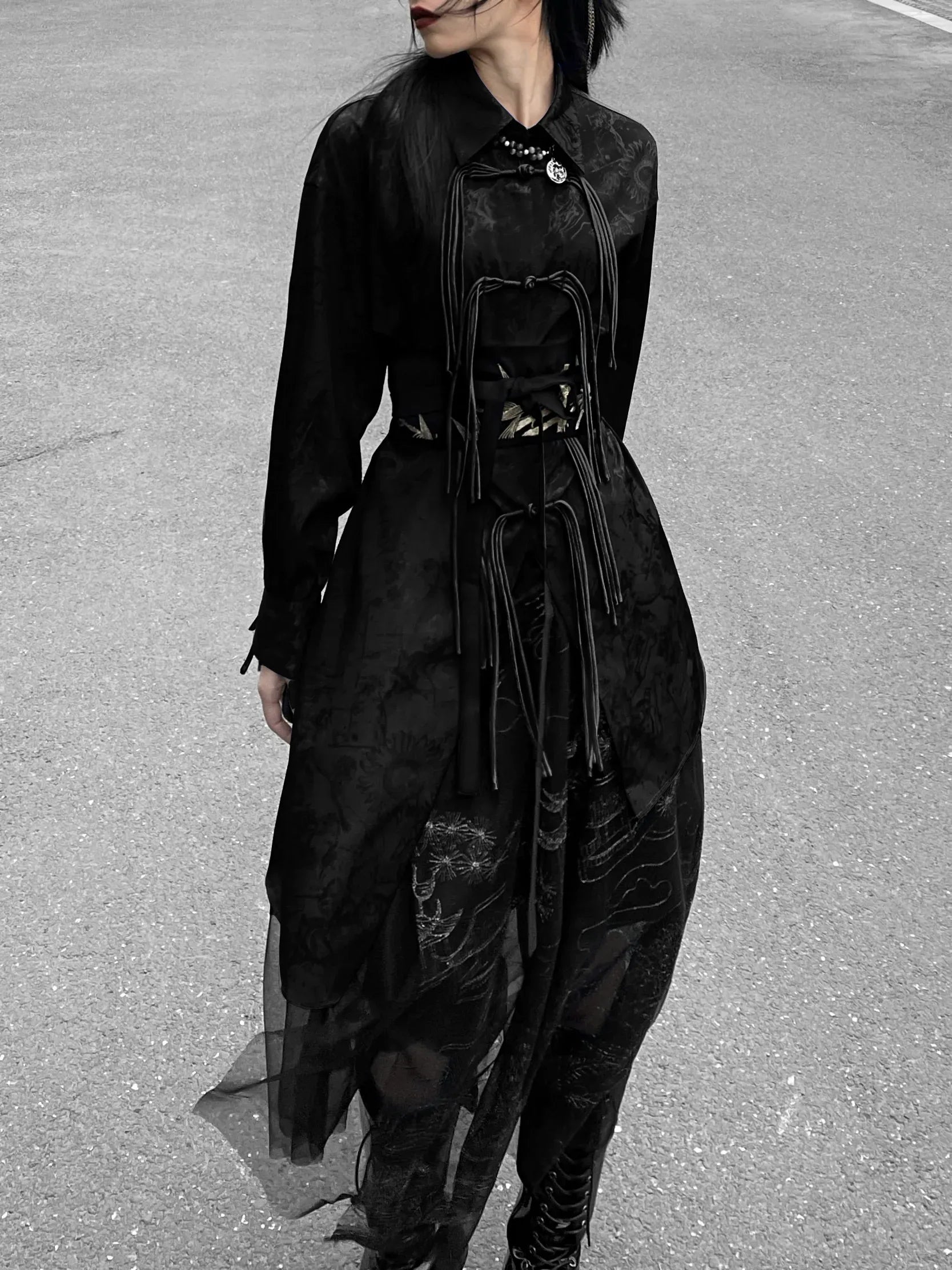 New Chinese style | Klein blue button-down shirt casual all-match shirt suit - Yandan_Hanfu