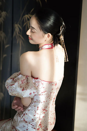 "Huanmei" red cheongsam bride wedding dress toast dress engagement - Yandan_Hanfu