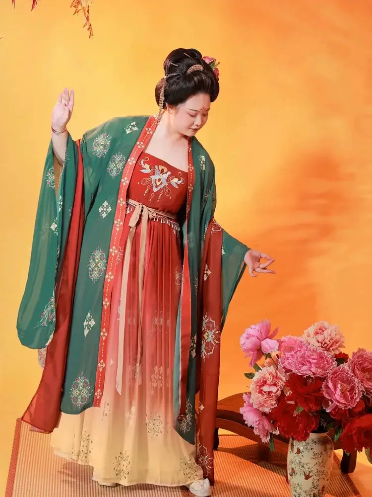 Moon Melody – Plus Size Tang-Style Hanfu for Women, Elegant Hezi Skirt Design with Flowing Silhouette - Yandan_Hanfu