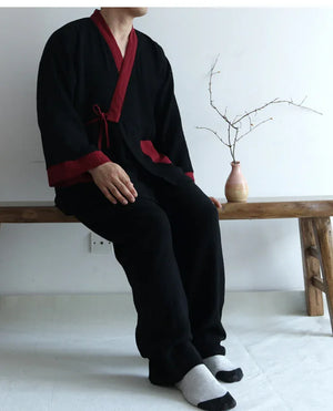 Spring&summer men's pure cotton Hanfu antique pajamas - Yandan_Hanfu
