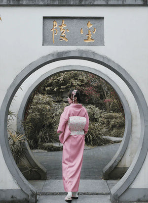 Pink Japanese kimono yukata vintage dress modified kimono - Yandan_Hanfu