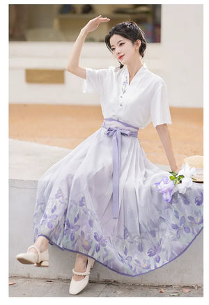 Purple Hanfu Han Element Cotton Short Shirt Horse Face Hanfu Female - Yandan_Hanfu