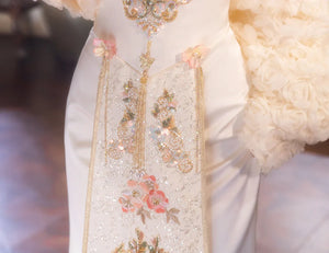 Elegant Toast Dress – Modern Chinese Gown with Exquisite Embroidery for Engagement & Gala Events - Yandan_Hanfu