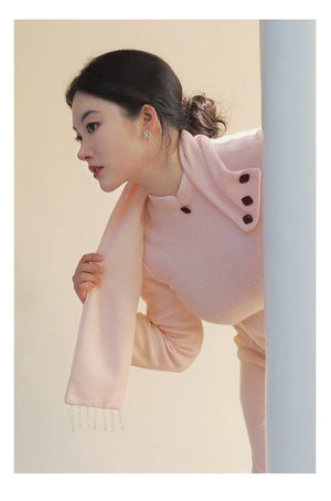 Pink Winter Qipao Dress – Retro Chinese Silhouette | Warm & Curve-Flattering Fit - Yandan_Hanfu