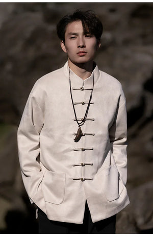 New Chinese style disc button top jacket Chinese New Year red Tang suit men - Yandan_Hanfu