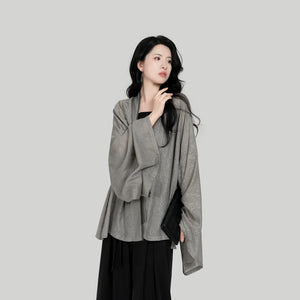 Fuyue – Wei & Northern Dynasties Inspired Modern Hanfu | Pleated Outer Top with Round-Neck Short Sleeve T-Shirt & Song Pants - Yandan_Hanfu