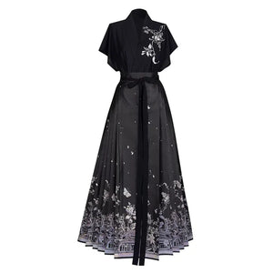 Original imitation luodian horse face skirt, new Chinese style, daily work, improved short-sleeved Hanfu summer - Yandan_Hanfu