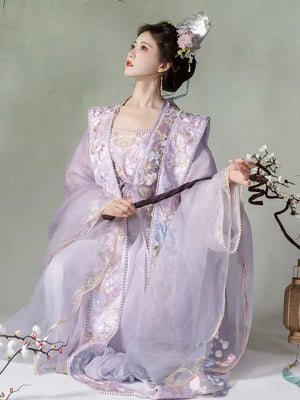 Purple Song Dynasty embroidered big-sleeved Chinese Hanfu - Yandan_Hanfu