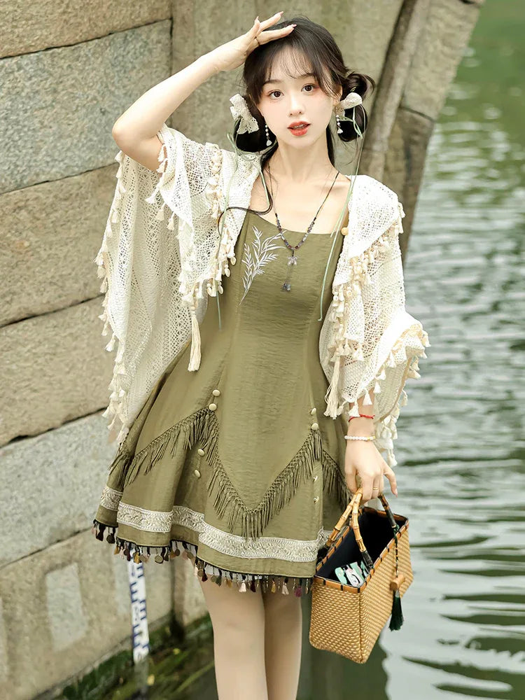 Chinese style cicada Mori exquisite cape Han element sweet Lolita Hanfu - Yandan_Hanfu