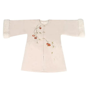 Persimmon Ruyi autumn and winter Hanfu warm round neck jacket plush jacket - Yandan_Hanfu