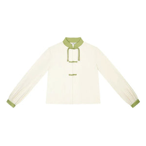 Sunshine Rose – Ming-Style Modern Hanfu Set | Embroidered Cloud-Shoulder Blouse & Floral Ma Mian Skirt - Yandan_Hanfu