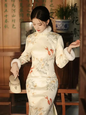 national style tea cheongsam, autumn clothes - Yandan_Hanfu