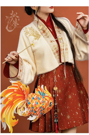 Red Brocade Hanfu Gown – Modern Chinese Dress for Engagement, Wedding Toast & Lunar New Year - Yandan_Hanfu