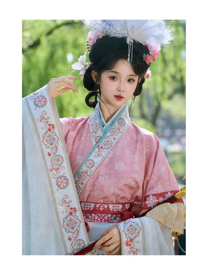 Cloud Silks – Traditional Hanfu Dress Inspired by Wei-Jin Era, Cross-Collar Revival for Women - Yandan_Hanfu