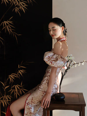 "Huanmei" red cheongsam bride wedding dress toast dress engagement - Yandan_Hanfu
