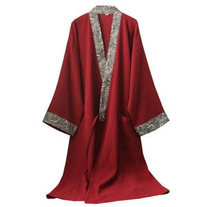 Long summer thin pure cotton Hanfu red robe for men and women - Yandan_Hanfu