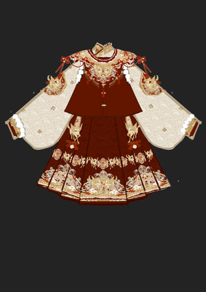 Heavenly Steed Blessing – New Year Hanfu-Inspired Dress Set | Auspicious Winter Outfit for Festive Celebrations - Yandan_Hanfu