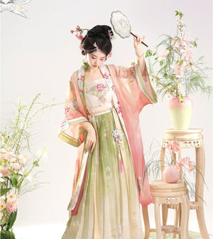 【Petals in the Breeze】Song-Style Hanfu Set with Short-Sleeve Beizi – Everyday Spring Elegance - Yandan_Hanfu