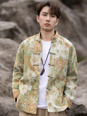 New Chinese Tang style men's button-up printed jacket - Yandan_Hanfu