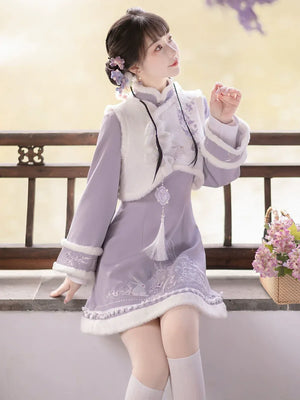Ziyun Rabbit Hanfu Women's Cheongsam Chinese New Year Set Autumn and Winter - Yandan_Hanfu