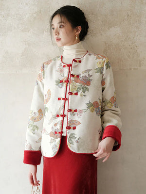 Red Velvet Cheongsam – Modern Chinese Winter Dress with Butterfly Bead Embroidery - Yandan_Hanfu